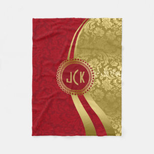 Elegante Burgundy & Gold Vintage Blütendampfer 2 Fleecedecke