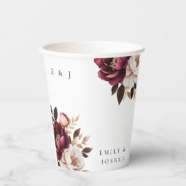 Elegante Burgundy Gold Wedding Pappbecher