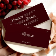 Elegante Burgundy & Ivory Wedding Dinner Karte