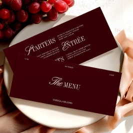 Elegante Burgundy & Ivory Wedding Dinner Karte