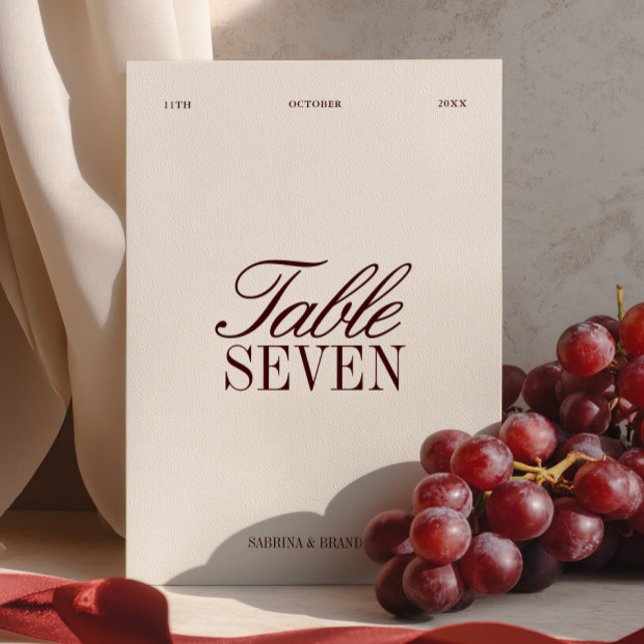 Elegante Burgundy & Ivory Wedding Tischnummer (Elegant Burgundy & Ivory Wedding Table Number)