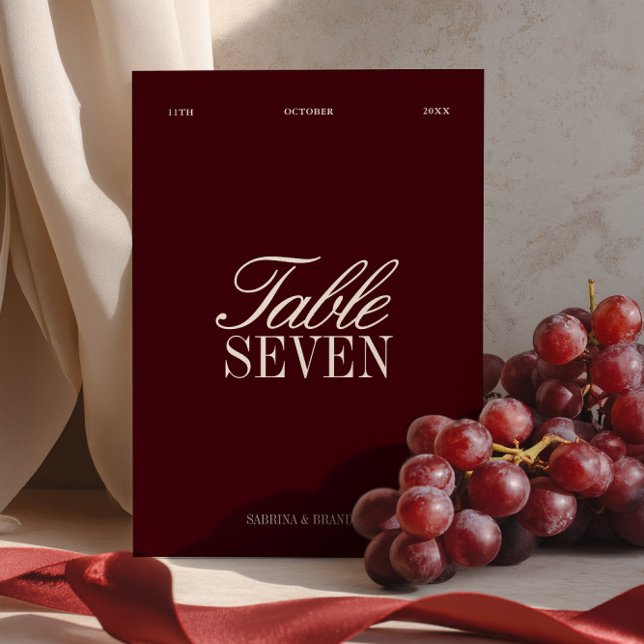 Elegante Burgundy & Ivory Wedding Tischnummer (Elegant Burgundy & Ivory Wedding Table Number)