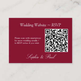 Elegante Burgundy QR Code Website RSVP Card Begleitkarte