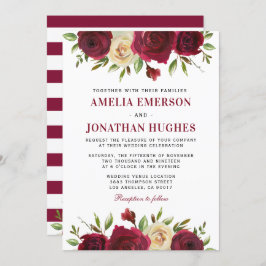 Elegante Burgundy Red Floral Herbst Winter Wedding Einladung