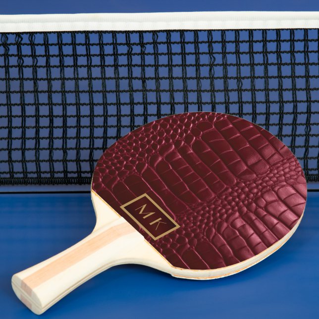 Elegante Burgundy Red Imitats Crocodile Tischtennis Schläger (InSitu)
