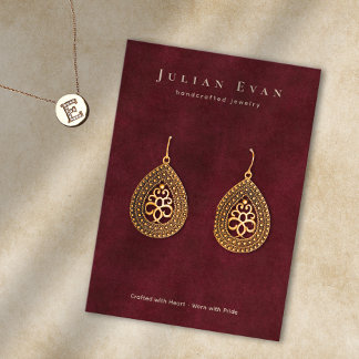 Elegante Burgundy Red Jewelry Earring Display Visitenkarte