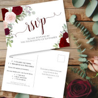 Elegante Burgundy Red Watercolor Rose Hochzeit RSV