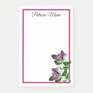 Elegante Burgundy Rosa Blume Personalisiert Post-it Klebezettel