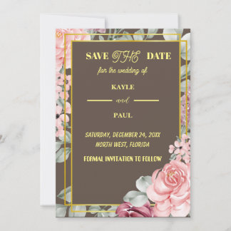 Elegante Burgundy Rosa Blush Bloral Wedding Save The Date
