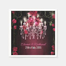 Elegante Burgundy Rose Chandelier Wedding Serviette