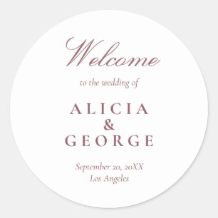 Elegante burgundy Script einfache Gastgeschenk Hoc Runder Aufkleber