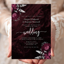 Elegante Burgundy Silver Floral Wedding