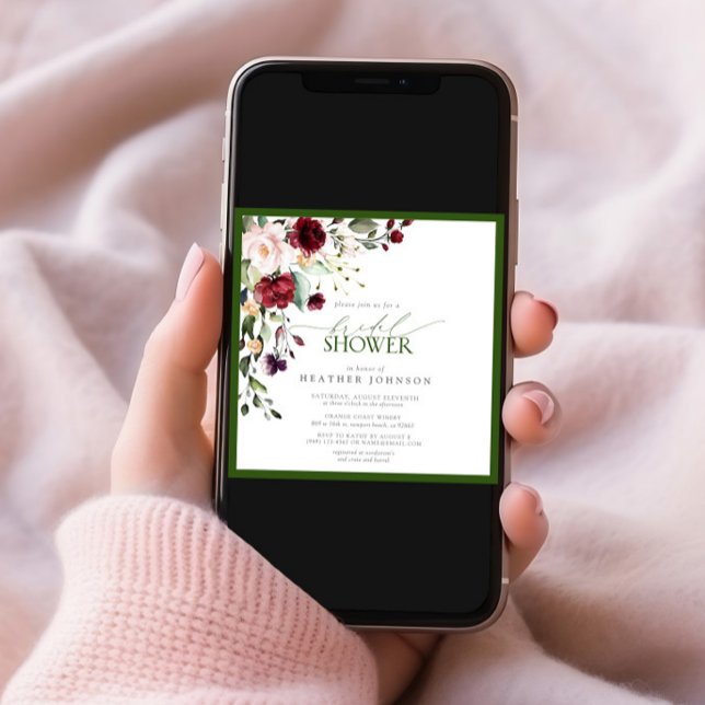 Elegante Burgundy Smaragdgrüne Wasserfarbe Einladung (Von Creator hochgeladen)