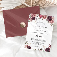Elegante Burgundy Summer Floral Spanish Wedding