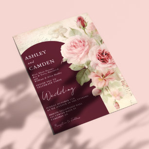 Elegante Burgundy und Blush Pink Wedding Einladung