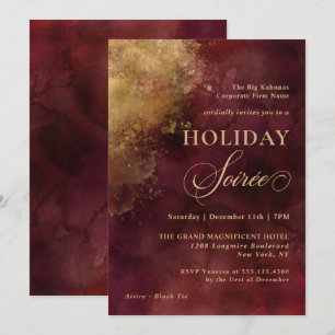 Elegante Burgundy und Gold Corporate Holiday Party Einladung
