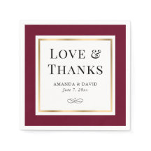 Elegante Burgundy und Gold Liebe und Dank Hochzeit