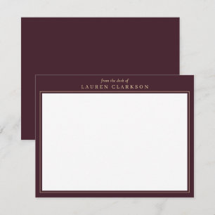 Elegante Burgundy und Gold Stationery Note Card Dankeskarte