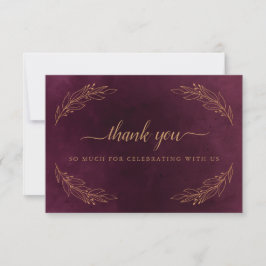 Elegante Burgundy und Gold Wedding Dankeschön Card Einladung