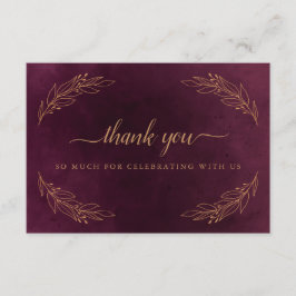 Elegante Burgundy und Gold Wedding Dankeschön Card Einladung