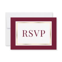 Elegante Burgundy und Gold Wedding Response Card