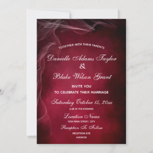 Elegante Burgundy und White Wispy Wedding Einladung