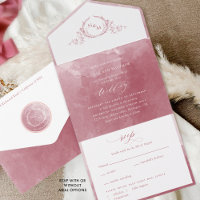 Elegante Burgundy Watercolor Monogram Wedding All