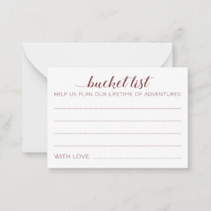 Elegante Burgundy Wedding Bucket List Advisor Card Hinweiskarte