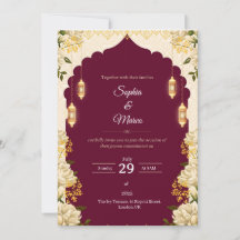 Elegante Burgundy Wedding Invitation Card