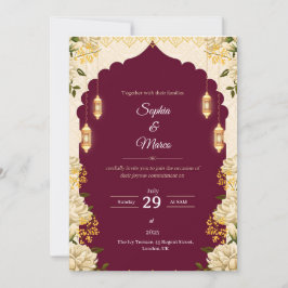 Elegante Burgundy Wedding Invitation Card Einladung