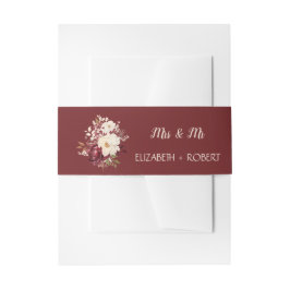 Elegante Burgundy White Blume Einladungsbanderole