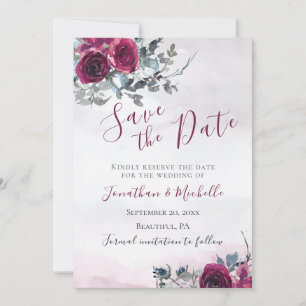 Elegante Burgundy White Roses Christlich Wedding Save The Date