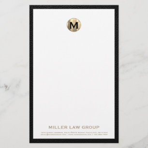 Elegante Bushed Gold Monogram Stationery Briefpapier