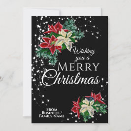 Elegante Business Christmas Poinsettia Floral Feiertagskarte