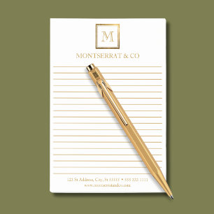 Elegante Business Monogram Logo Gold Square Lined Post-it Klebezettel