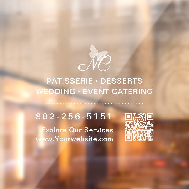 Elegante Business Monogram QR Code Telefonnummer A Fensteraufkleber (Blatt 2)