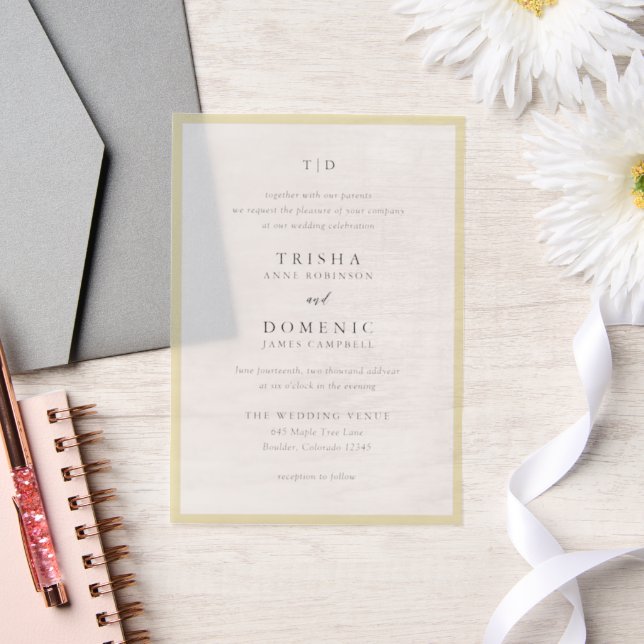 Elegante Butter Yellow Monogram Moderne Hochzeit (Hochzeit)