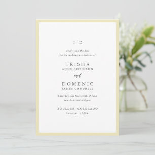 Elegante Butter Yellow Monogram Moderne Hochzeit Save The Date