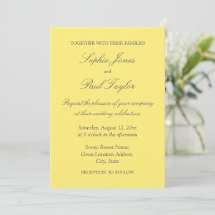 Elegante Butter Yellow Wedding Einladung