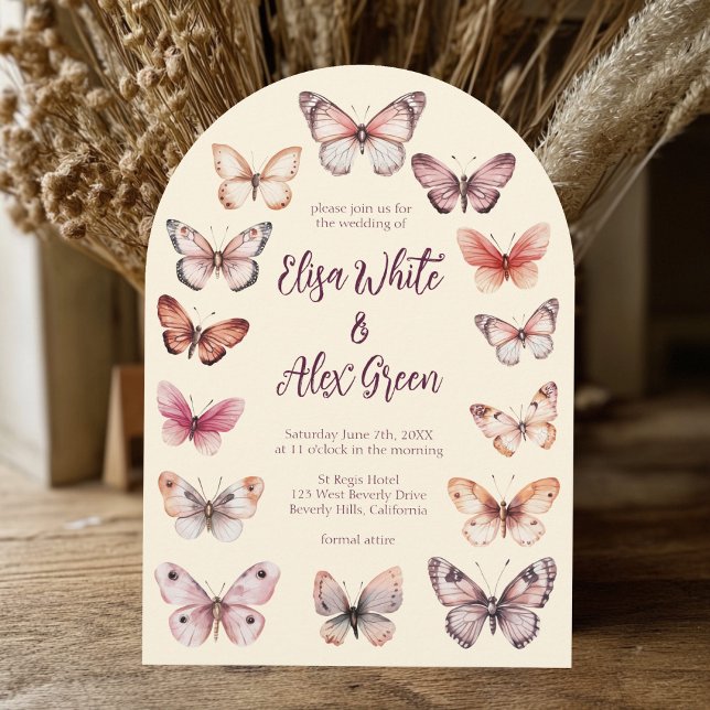Elegante Butterfliegen CUSTOM Arch Wedding Einladung (Elegant Butterflies CUSTOM Arch Wedding Invitation
)