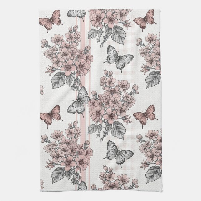 Elegante Butterfly Blossom (1) Geschirrtuch (Vertikal)