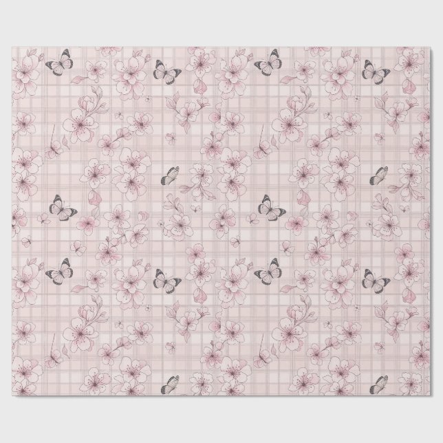 Elegante Butterfly Blossom (4) Geschenkpapier (Flach)