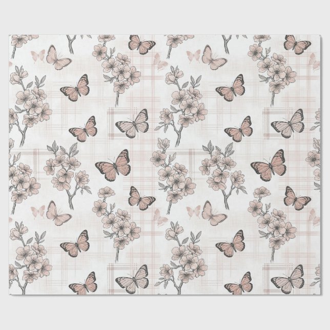 Elegante Butterfly Blossom (6) Geschenkpapier (Flach)