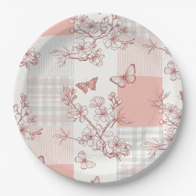 Elegante Butterfly Blossom (9) Pappteller (Vorderseite)