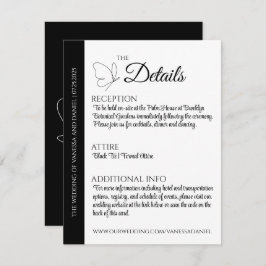 Elegante Butterfly-Eintrittskarte für Hochzeitdeta Begleitkarte