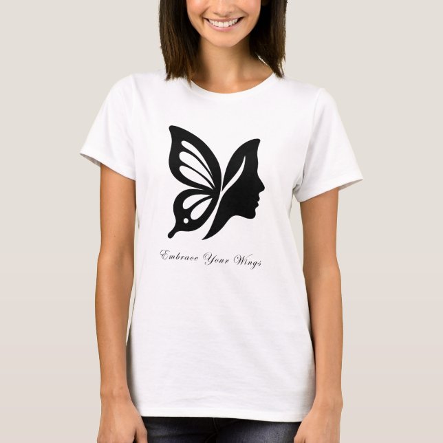 Elegante Butterfly & Face-Silhouette für Ihr W T-Shirt (Vorderseite)