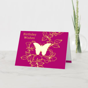 Elegante Butterfly Floral Geburtstag Gold Foil Car