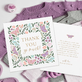 Elegante Butterfly Garden Baby Shower Dankeskarte
