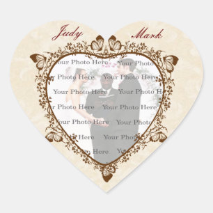 Elegante Butterfly Heart Foto Stickers