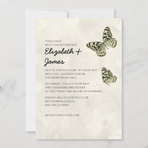 Elegante Butterfly Hochzeitsempfehlung Einladung